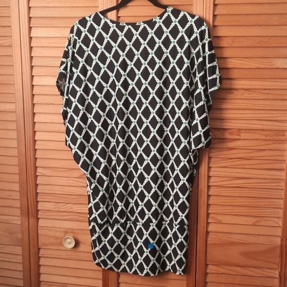 Trina Turk Kon Tiki Tunic Cover Up Black Geo Diamond Dress - Picture 2 of 4